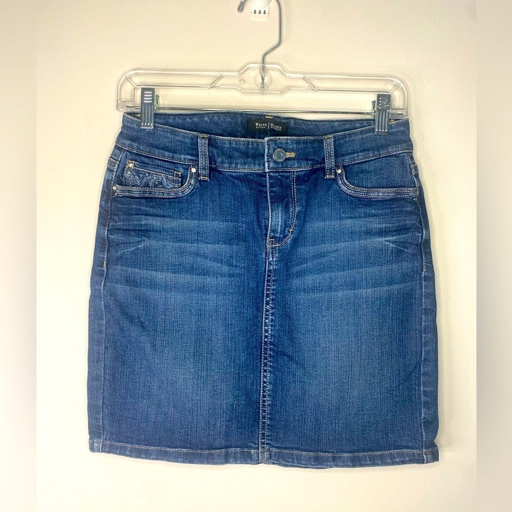 WHBM Jean Mini Skirt With Jeweled Embellishments Western Country Size 0 90s Y2K
